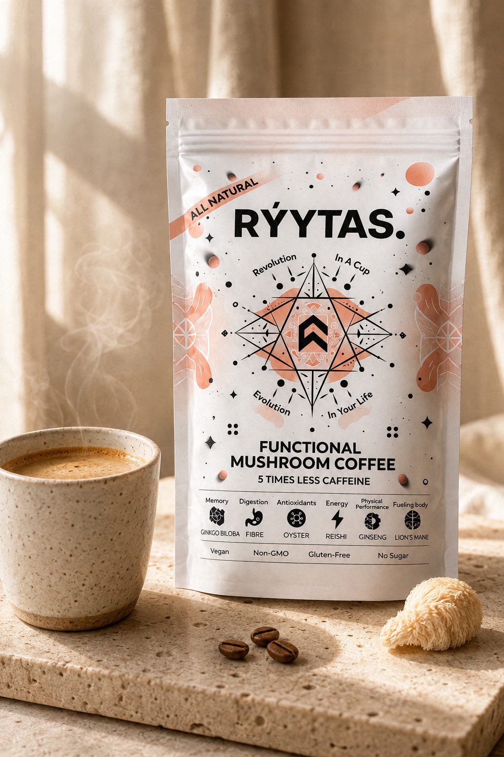 RÝYTAS. Funkcinė grybų kava