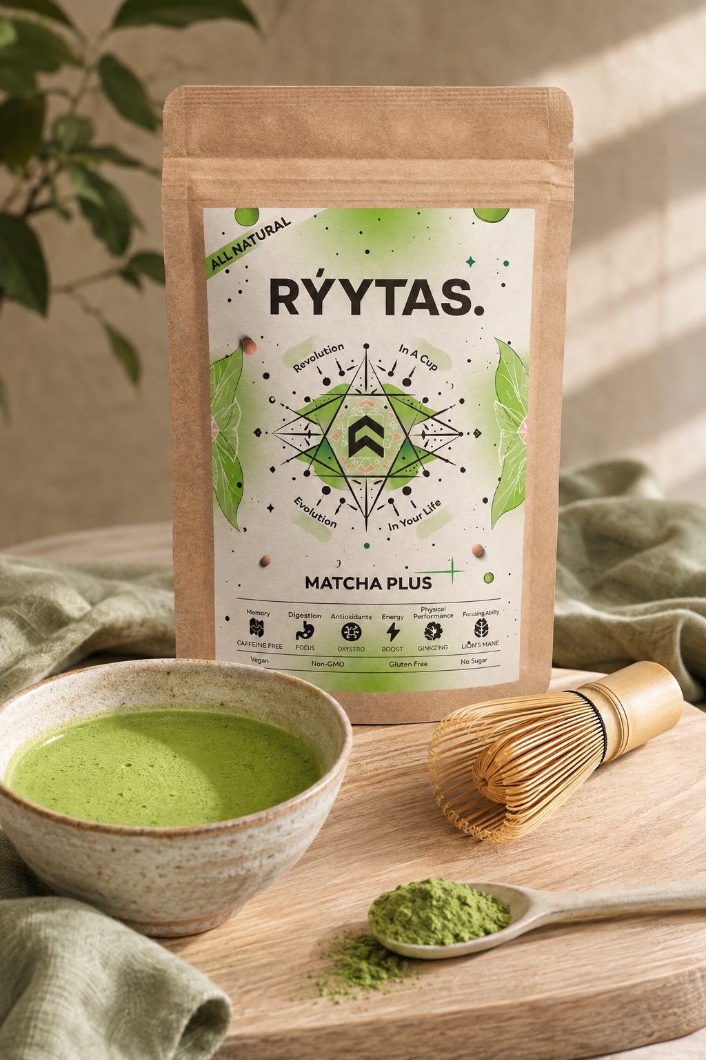 RÝYTAS. Matcha Plus grybų arbata